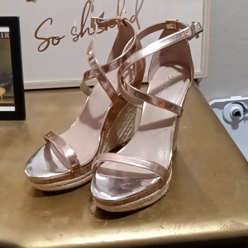 Shoes size 8 med ankle strap CHARLES DAVID Sexxy beautiful wedges